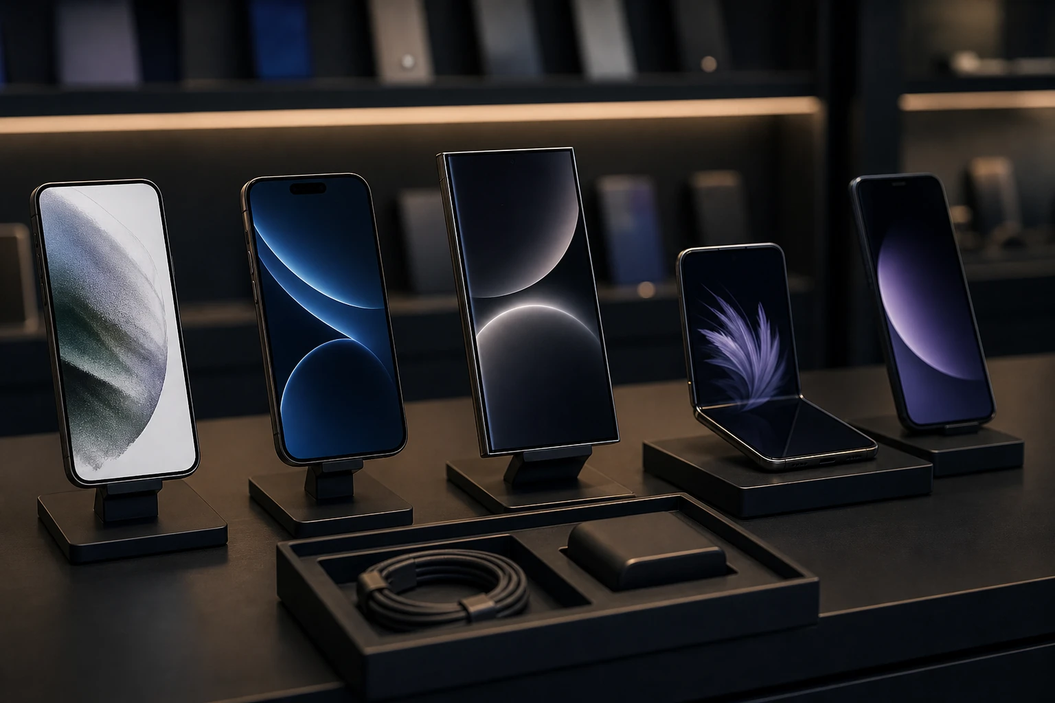 Smartphone selection prepared for a premium electronics category card