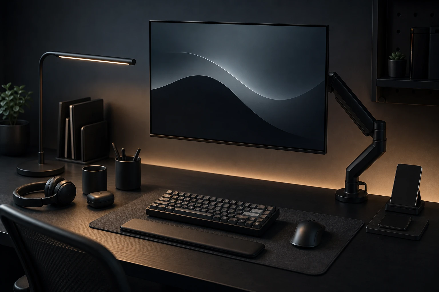 Desk tech and monitor accessories prepared for a workspace category